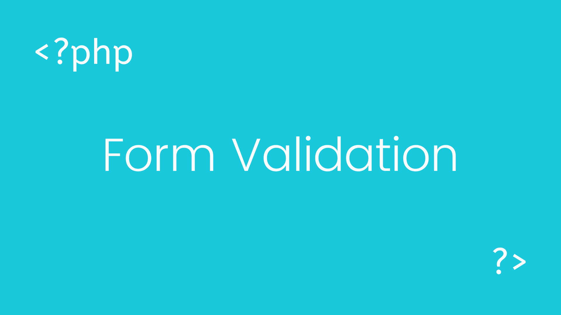 PHP Form Validation