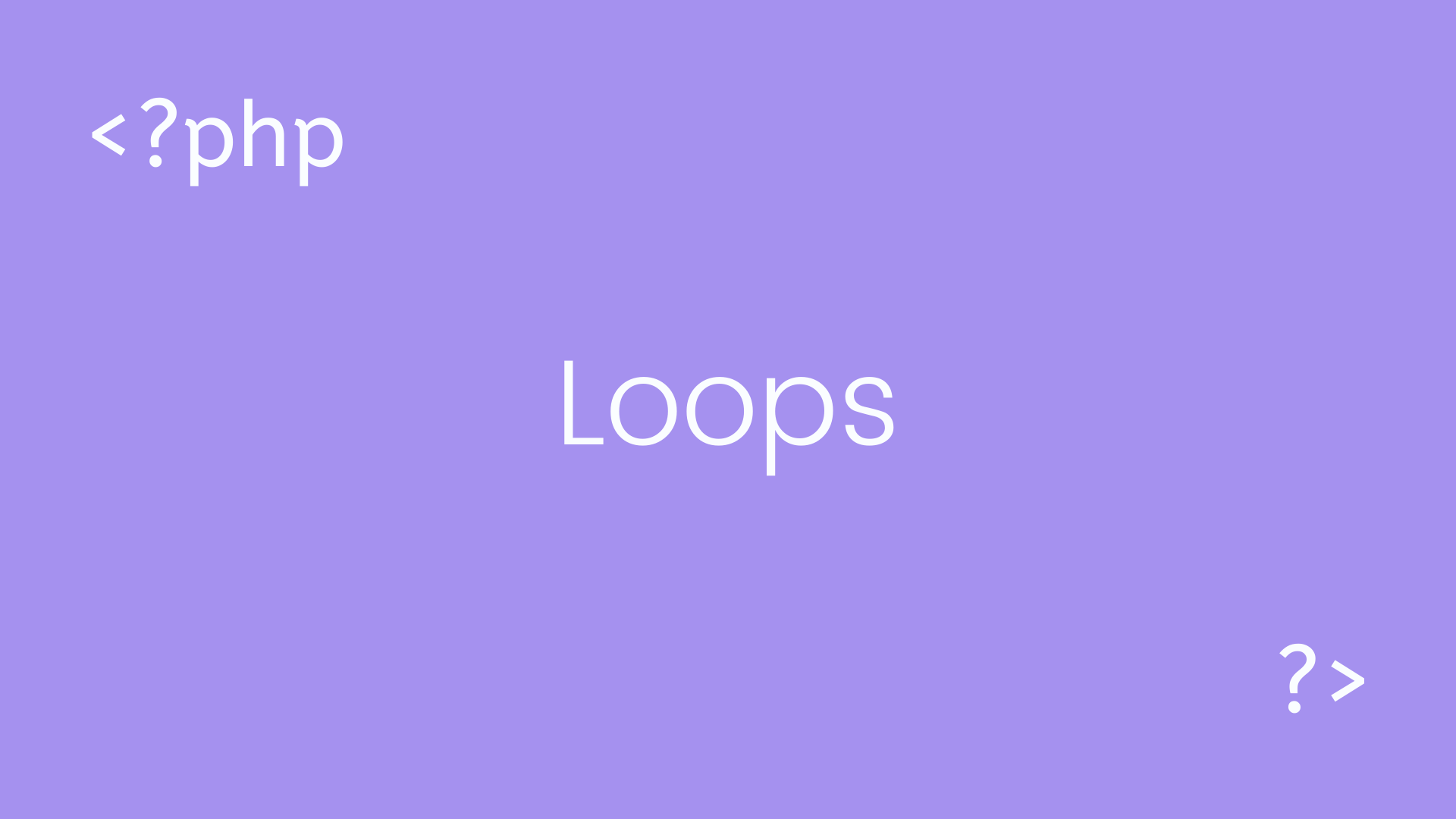 PHP Loops