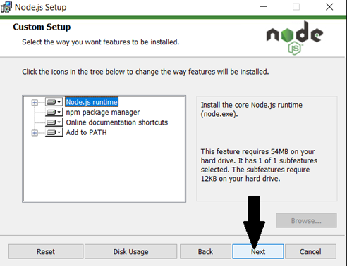 nodejs install in windows 10 step 3-2